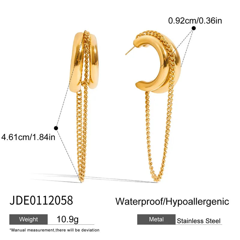 PVD Coated Real Gold Plated Geometric 316 Stainless Steel Casual Modern Style Commute Waterproof Non Tarnish Ear Studs