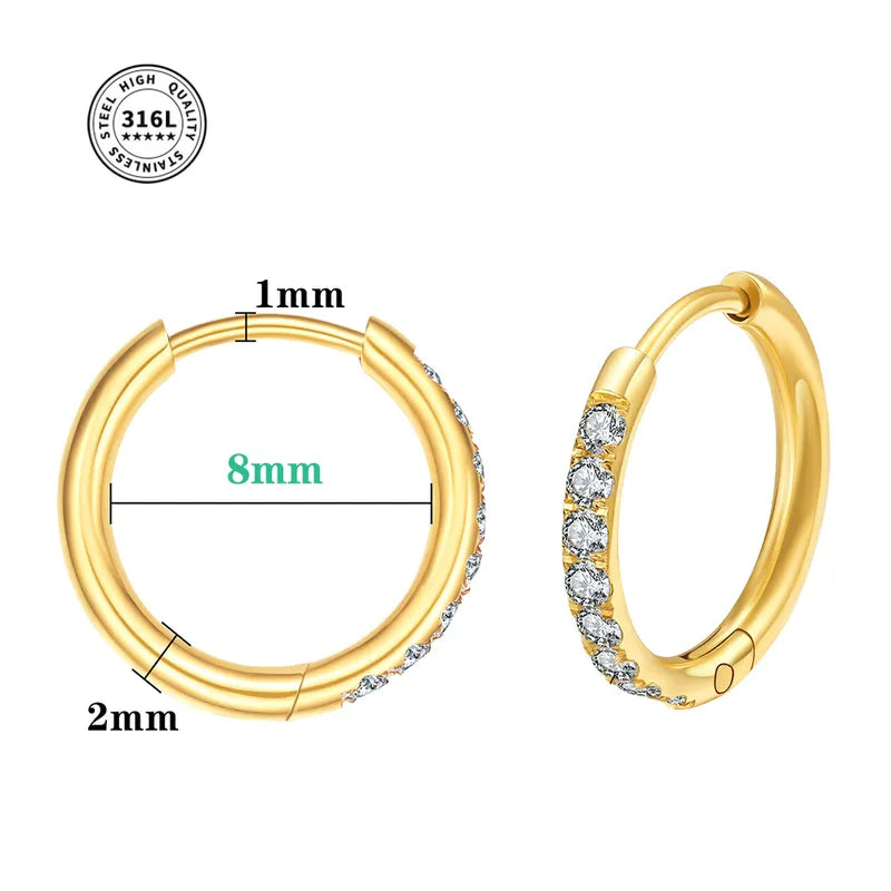 1 Piece IG Style Simple Style Round Inlay 304 Stainless Steel Earrings