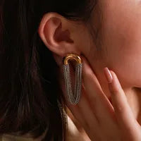 Gold tassel drop earrings